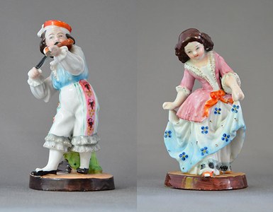  Céramique d'Andenne - Donation Weber-Amy n°201a et 201b  – Violoniste et danseuse
