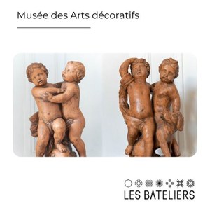 Paire de sculptures de jardin - La chasse et la pêche